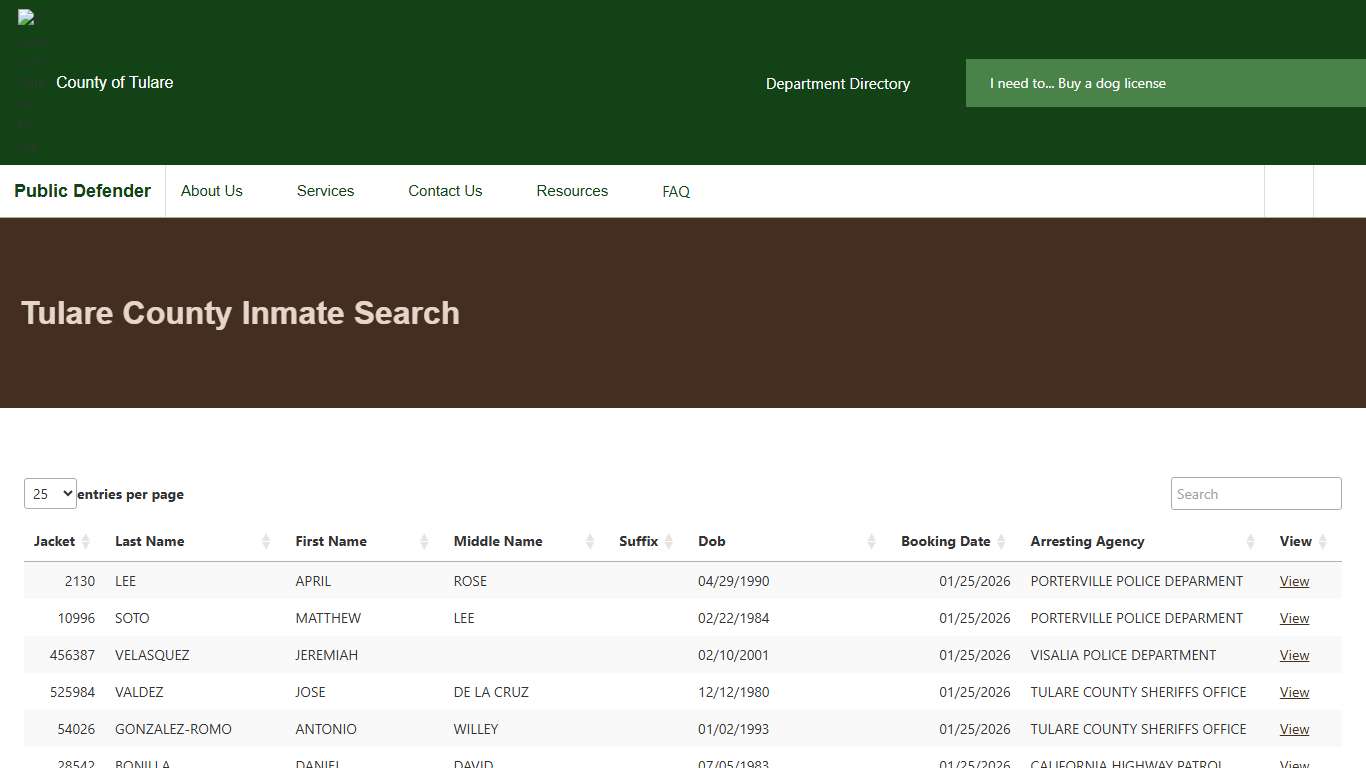 Tulare County Inmate Search Public Defender